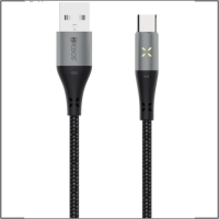 Cabo carregador USB USB-C Emerald led em nylon preto