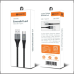 Cabo carregador USB USB-C Emerald led em nylon preto