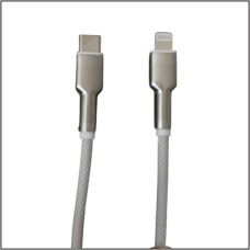 Cabo carregador USB-C Iphone Turbo Metal Waves em nylon branco