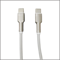 Cabo carregador USB-C USB-C Turbo Metal Waves em nylon branco
