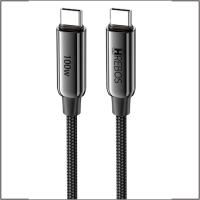 Cabo carregador USB-C USB-C ultrametálico em nylon preto