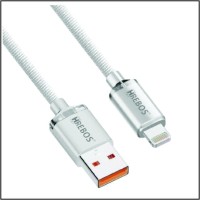 Cabo carregador USB Iphone Luxury Acrylic em nylon branco