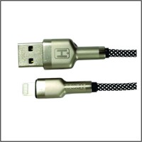 Cabo carregador USB Iphone Metalwaves em nylon preto