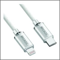 Cabo carregador USB-C Iphone Luxiry Acrylic em nylon branco